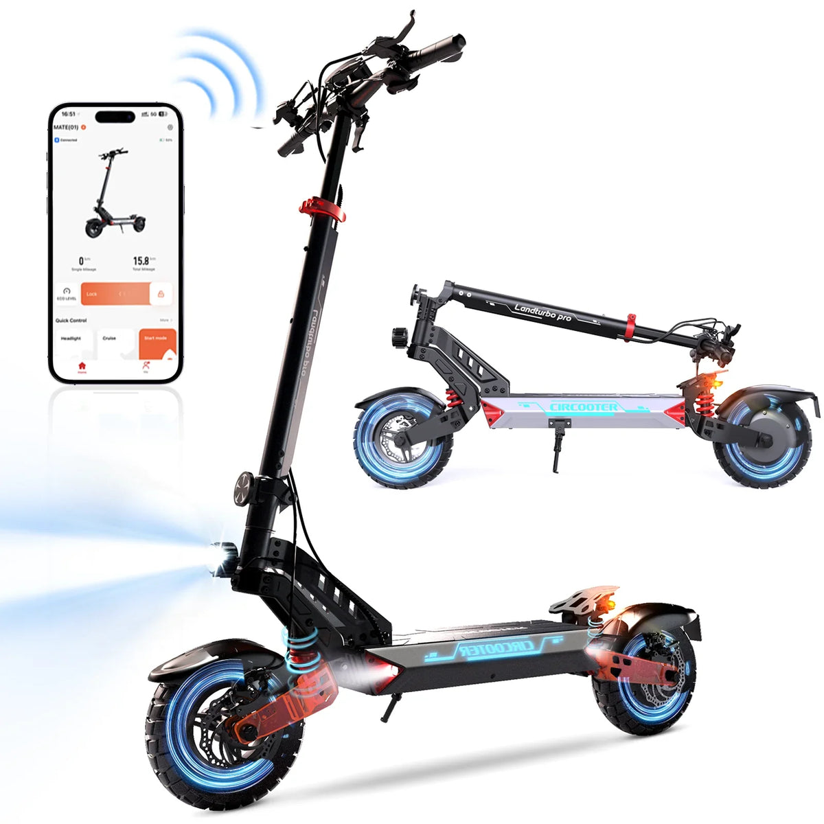 Landturbo Pro Off-Road Electric Scooter 1250W 32MPH - Gunmetal Grey / 1