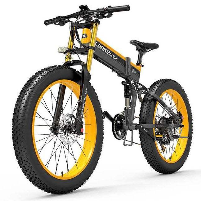 Lankeleisi XT750 Plus 1000W 26-Inch Fat Tire Foldable Electric Mountain Bike with 48V 17.5Ah Battery and Dual Crown Suspension