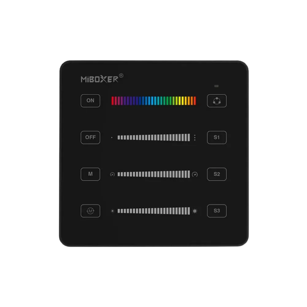 MiBoxer B6 SPI LED Wandfernbedienung Schwarz – für digitale LED Streifen, 2.4 GHz Funk, dimmbar
