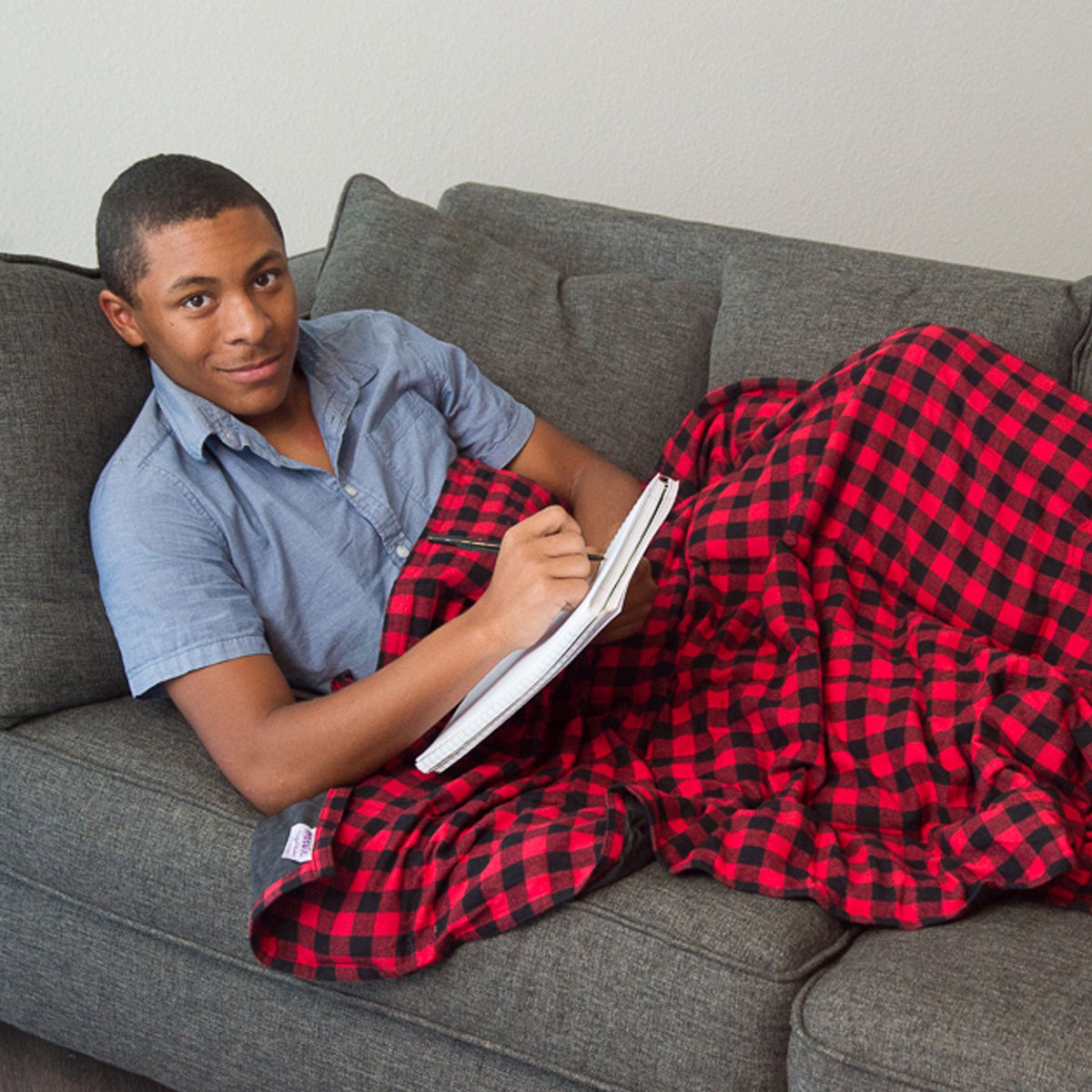 Big Red Flannel Weighted Blanket - Kids (38"x50") / 5lbs