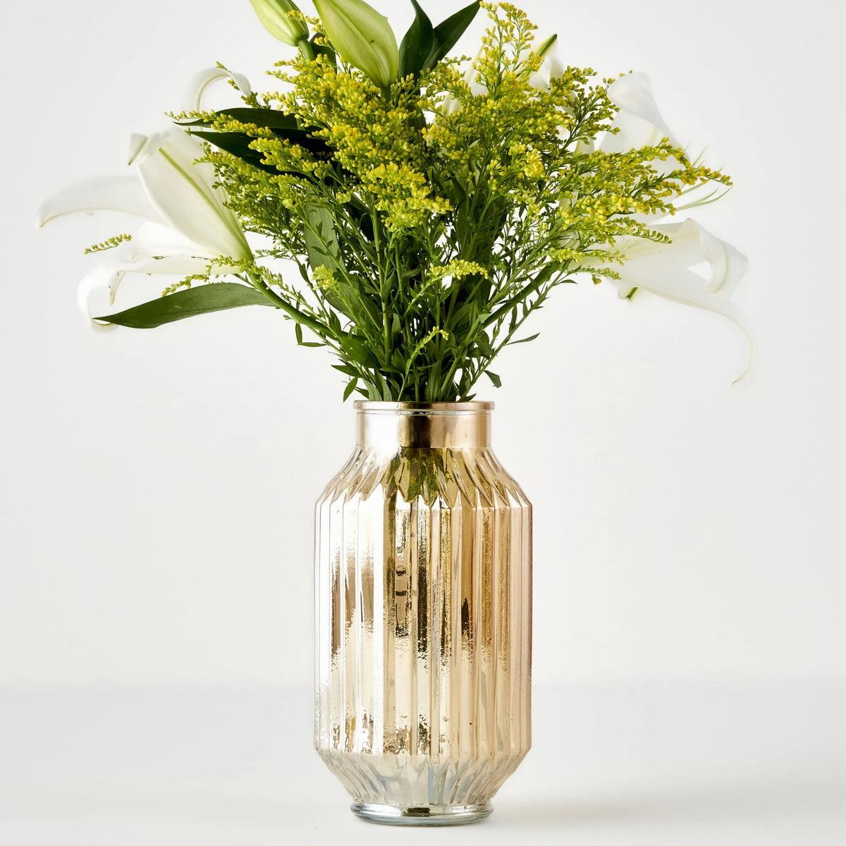 Nilda Amber Ribbed Glass Vase