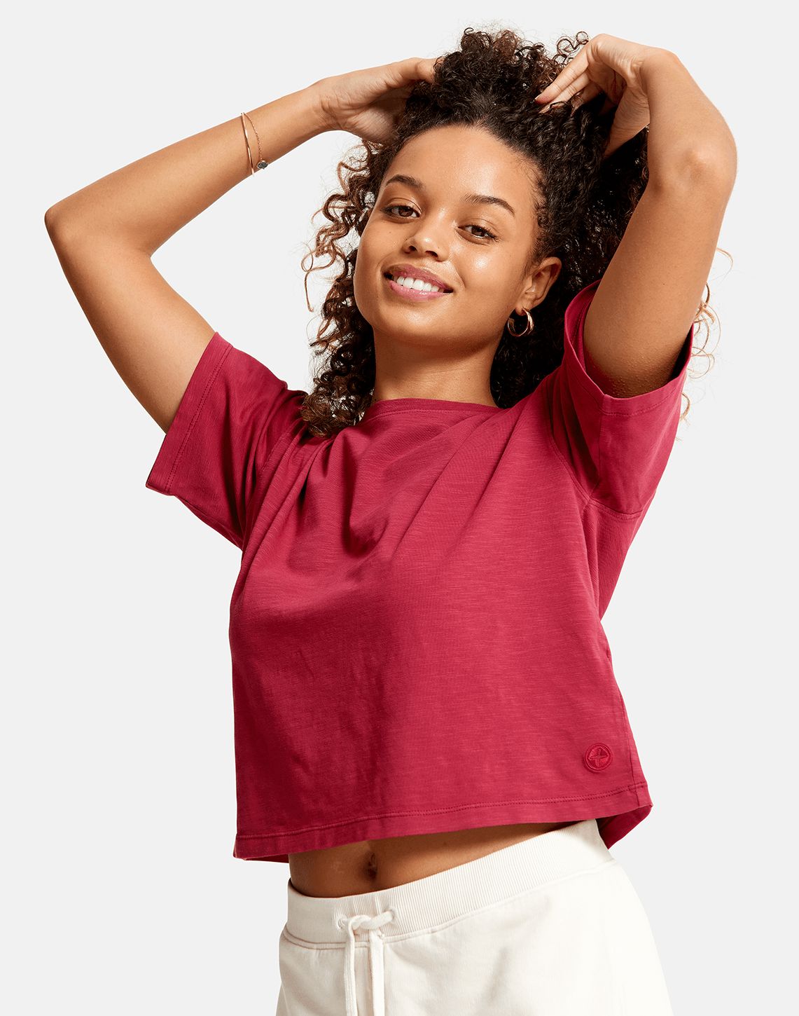 Olea Crop Tee in Rhubarb Red - XS/8 / Rhubarb Red