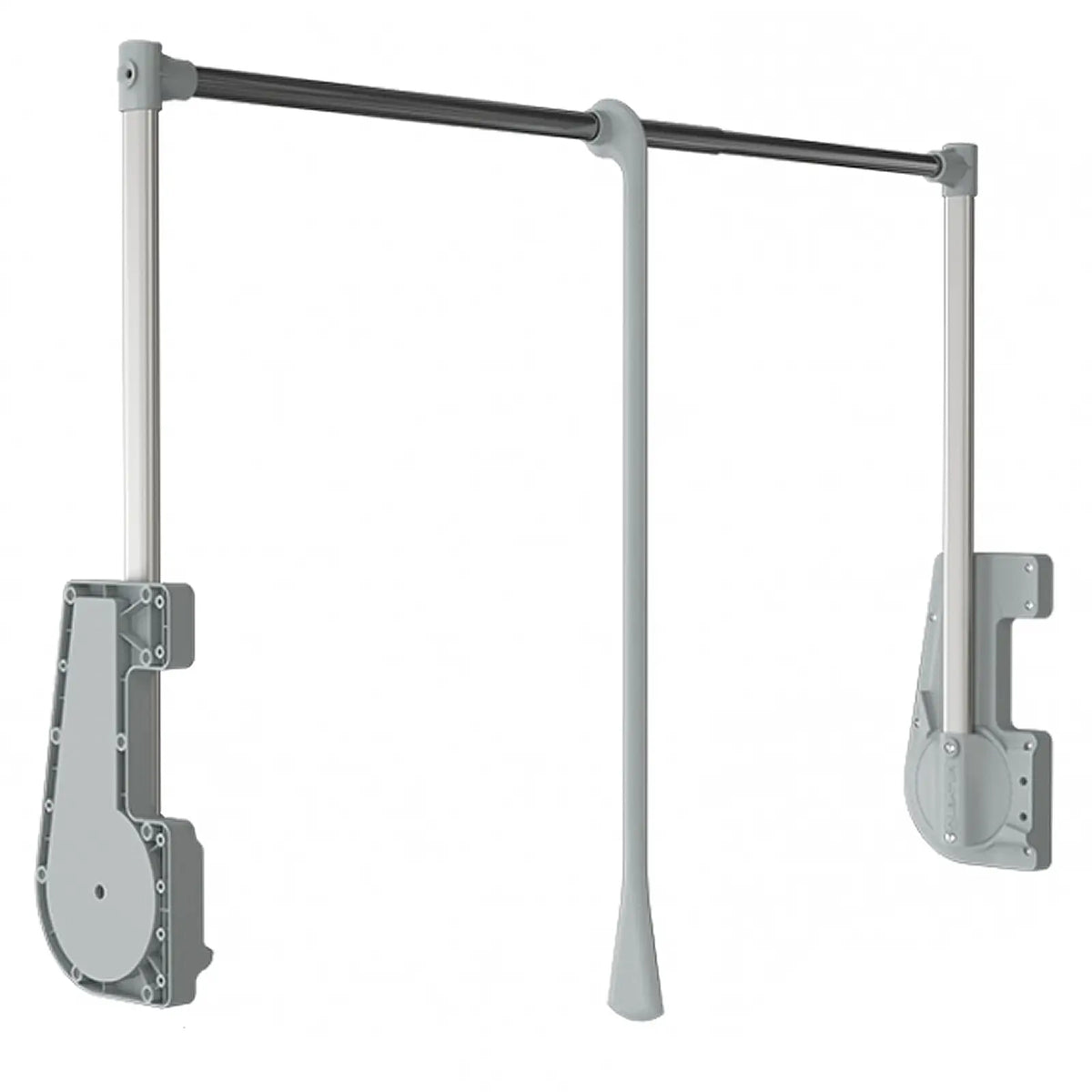 Pull Down Wardrobe Rail - 15Kg Soft Close 750mm-1150mm - Grey