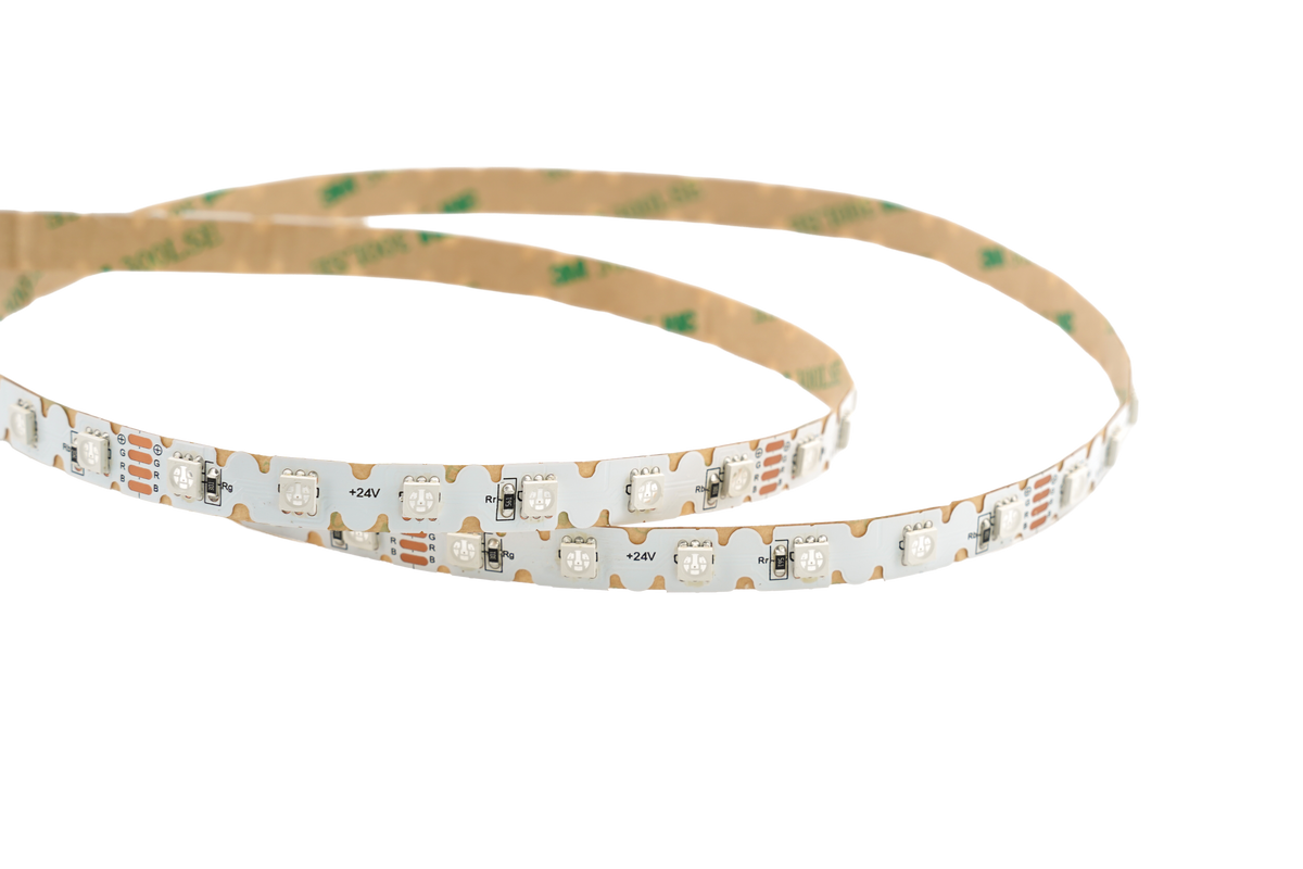 LED-ZigZag RGB Streifen 10 mm – 24 V, 60 LEDs/m, 14,4 W/m – ideal für Kurven & Rundungen