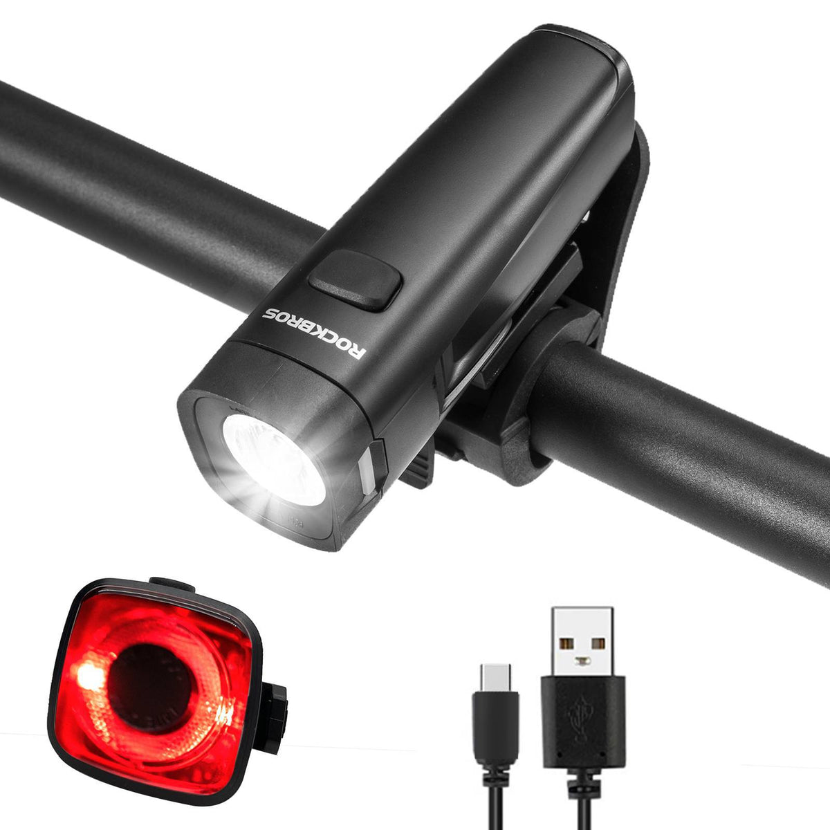 ROCKBROS Fahrradlicht Set Fahrradlampe enthalten Rücklicht & Frontlicht