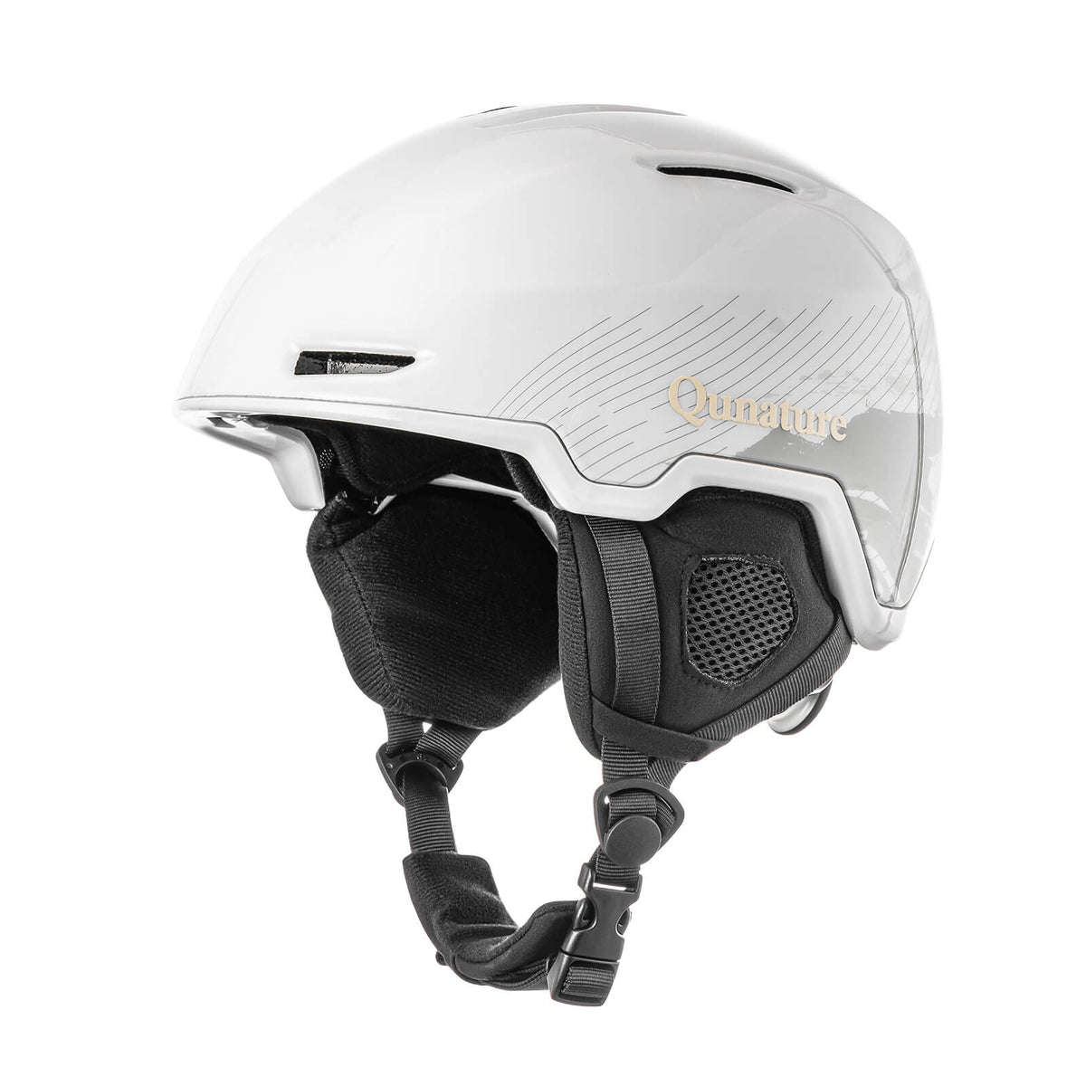 ROCKBROS-Qunature Skihelm mit Ohrenschützern Schneehelm Winter für Skifahren - Weiß / M