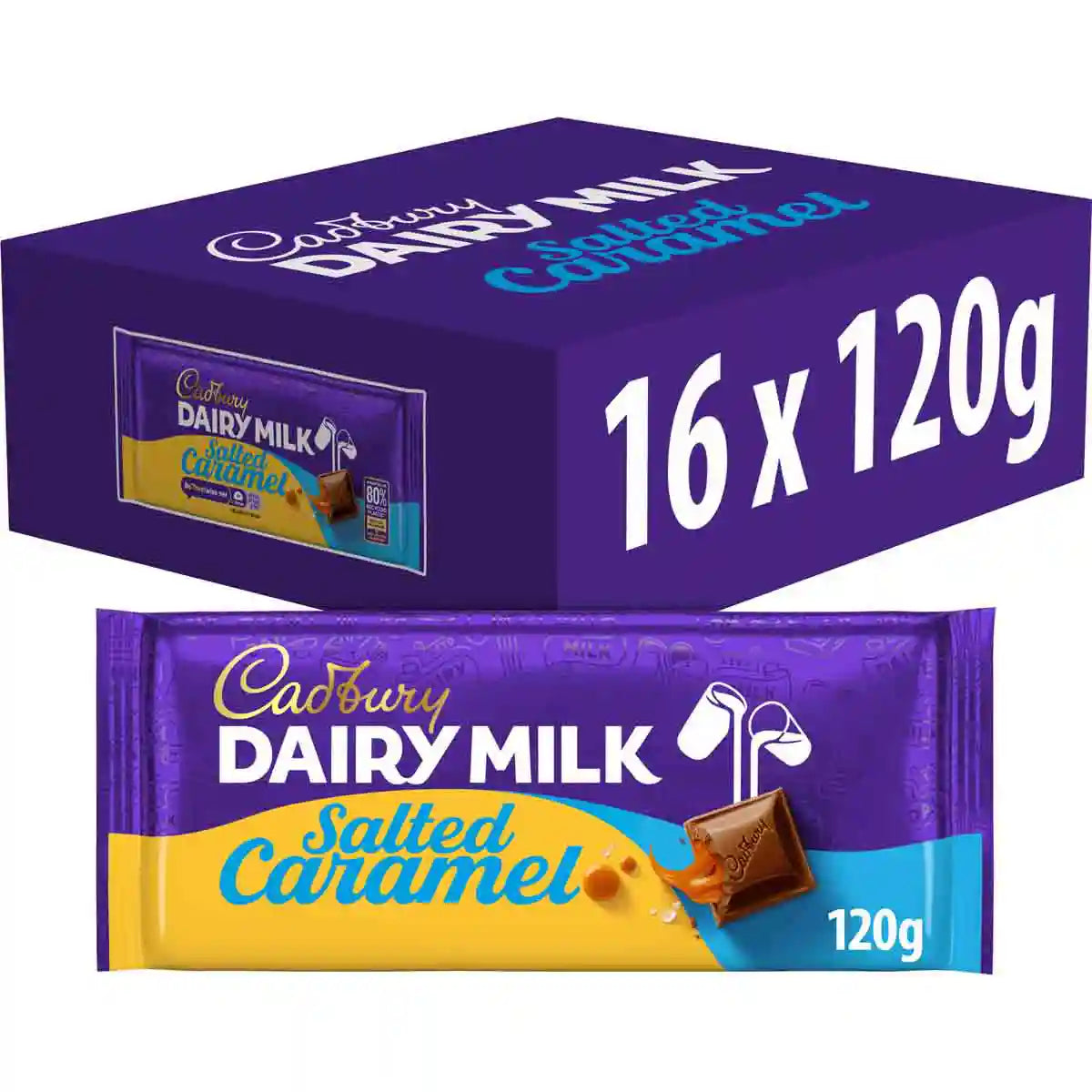 Cadbury Dairy Milk Salted Caramel Chocolate Bar 120g (Box of 16)