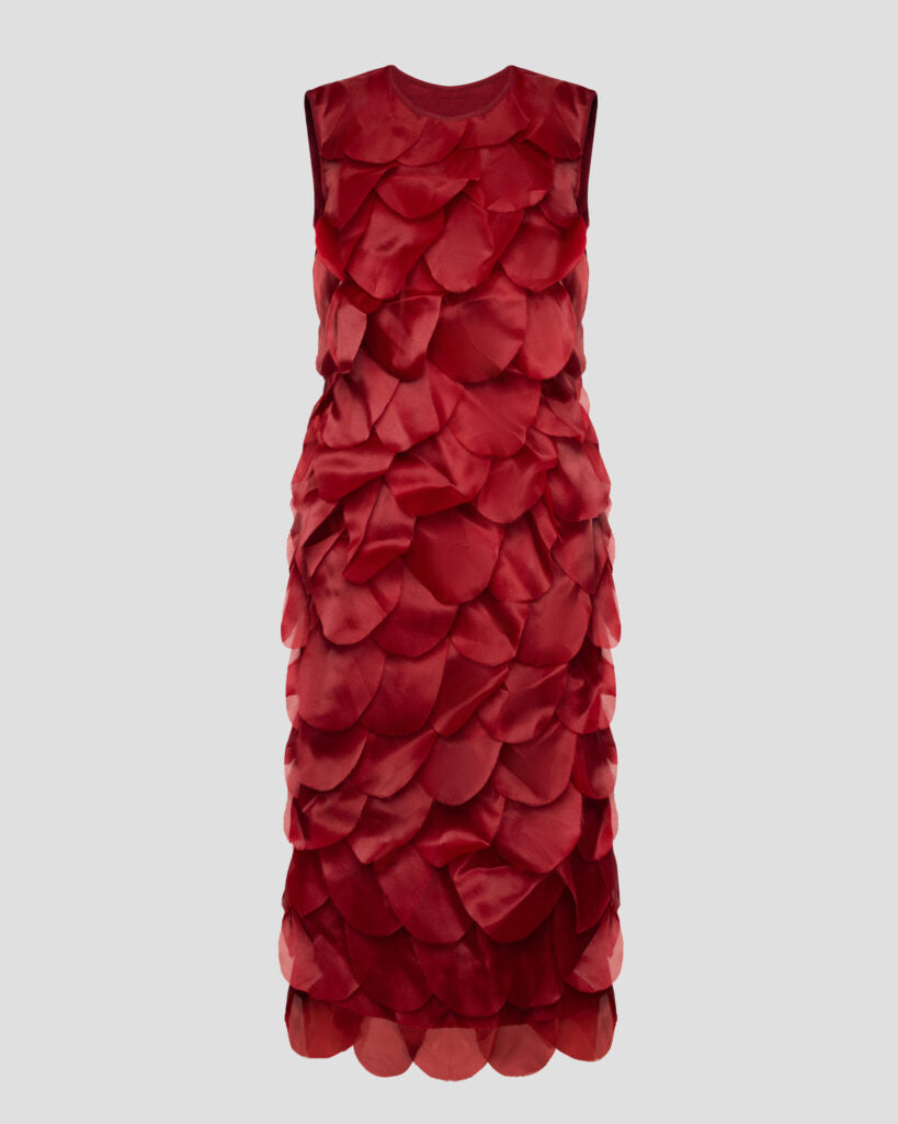 Bordeaux Dress with Voluminous Elements