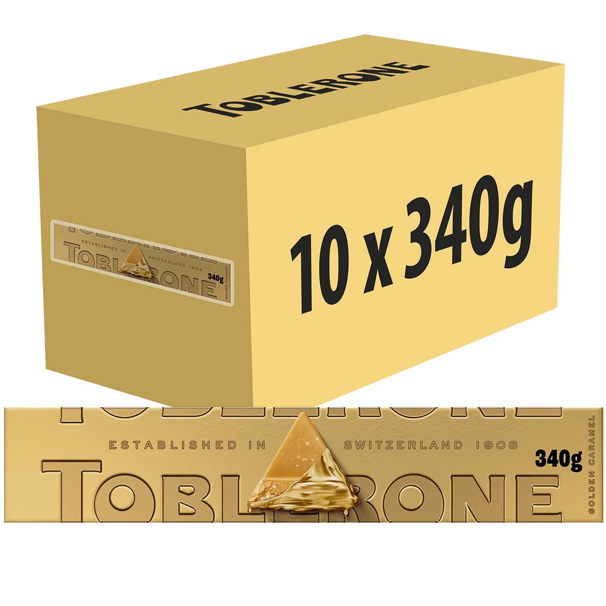 Toblerone Golden Caramel Chocolate Bar 340g (Box of 10)