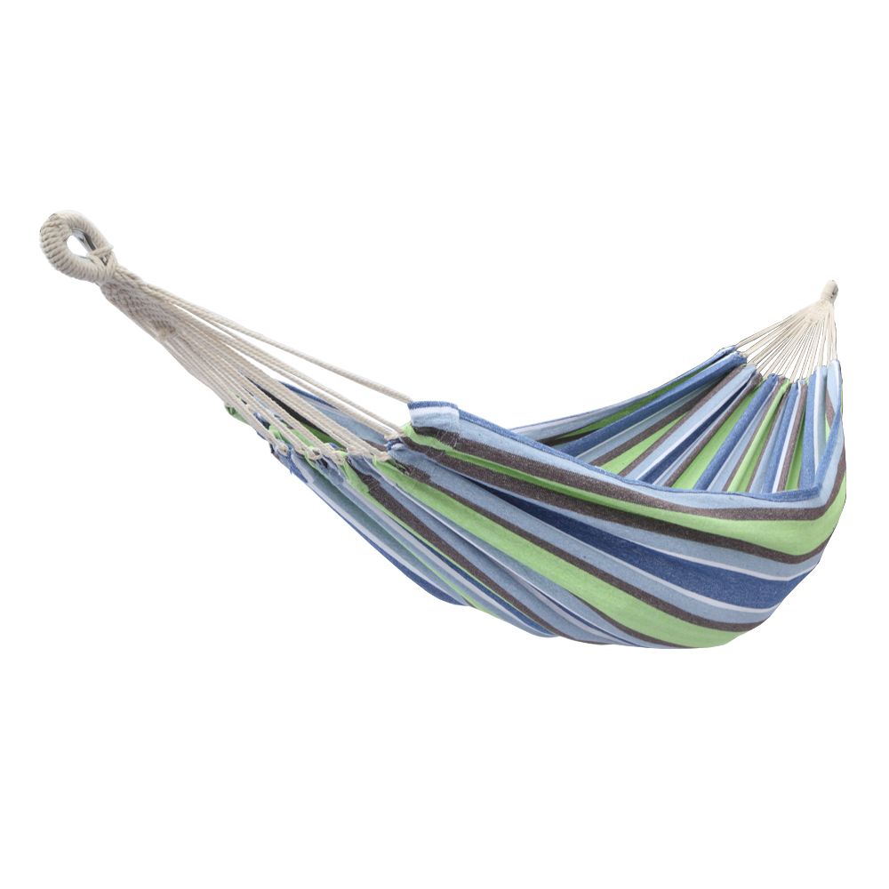 200*150cm Portable Polyester & Cotton Hammock Green Strip