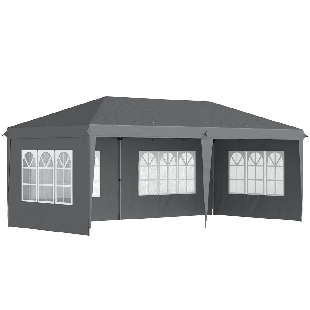 Outsunny 3 x 6m Heavy Duty Gazebo Marquee Party Tent with Storage Bag Grey - Grey