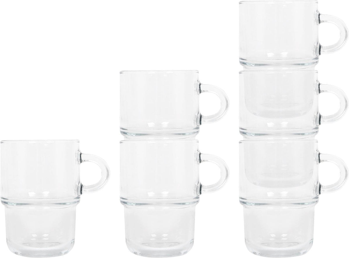 350ml Cozy Stacking Glass Coffee Cups - Pack of Six