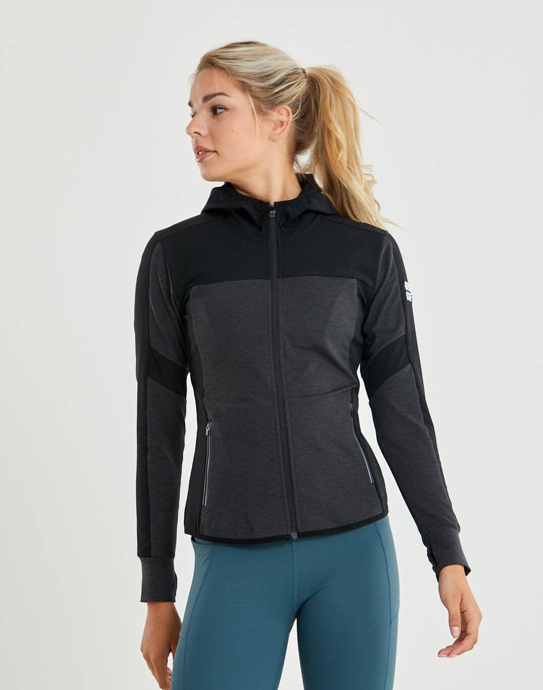 Womens Upside Pro Hoodie in Jet Black - XS/8 / Black