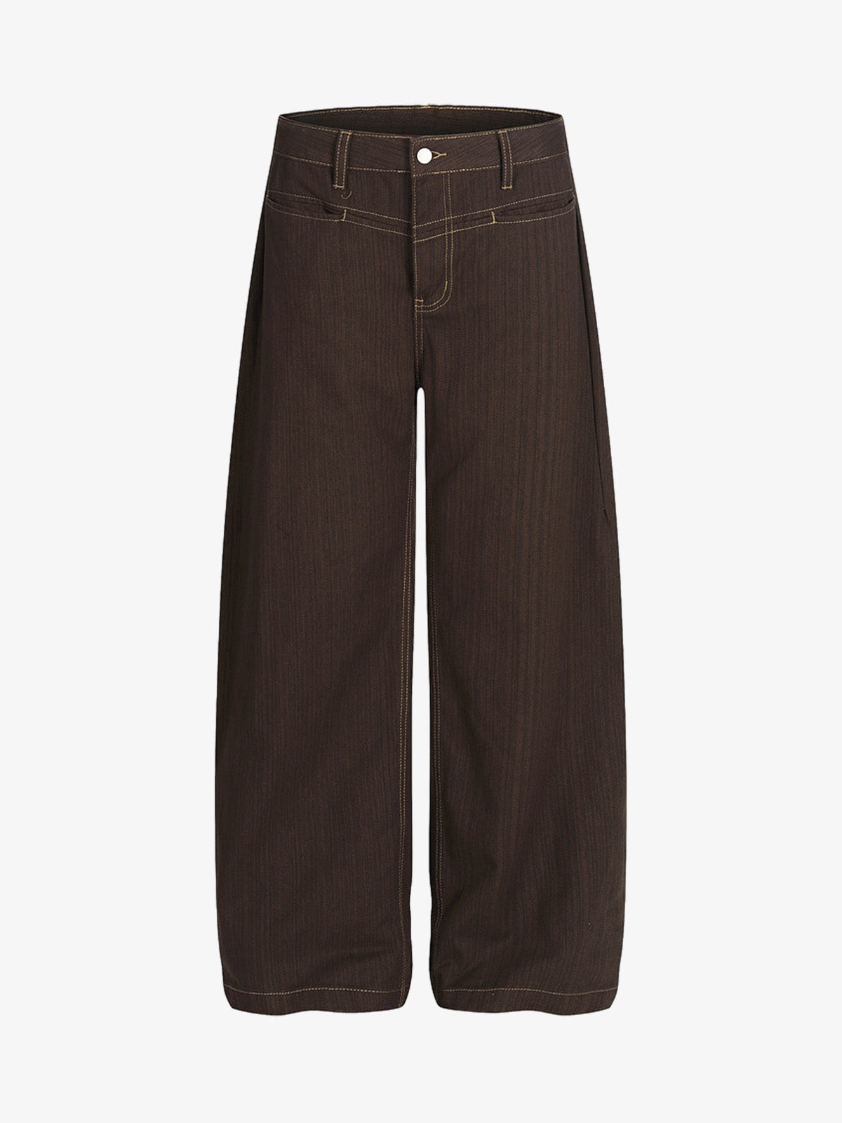 Vintage Contrast Thread Barrel Pants - Khaki / S