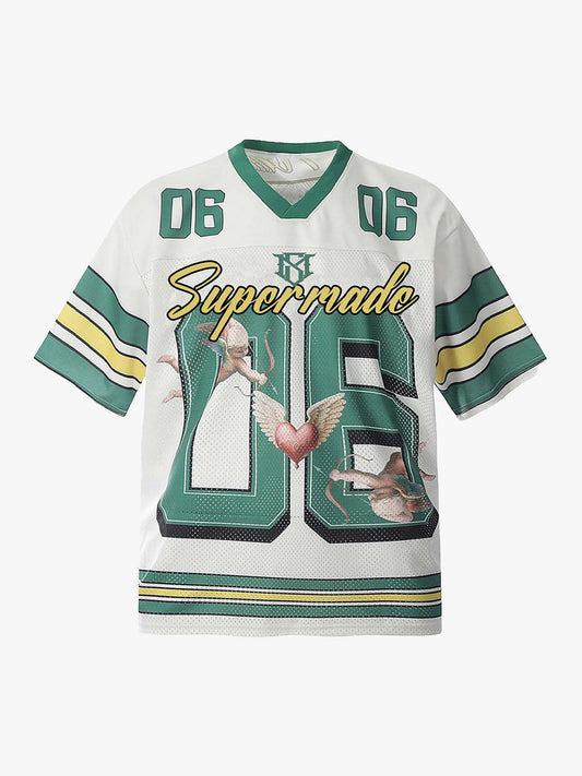 Sports Jersey V-Neck T-Shirt - Green / M