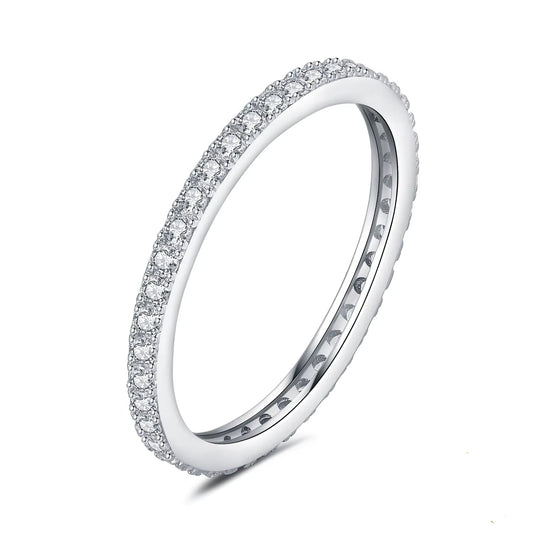 Exquisite 5A CZ Eternity Classic 925 Sterling Silver Wedding Engagement Band Ring for Women - Perfect Anniversary Gift in Fine Jewelry - 7