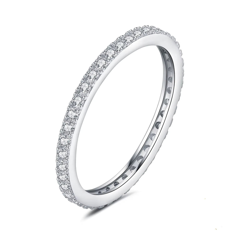 Exquisite 5A CZ Eternity Classic 925 Sterling Silver Wedding Engagement Band Ring for Women - Perfect Anniversary Gift in Fine Jewelry - 7