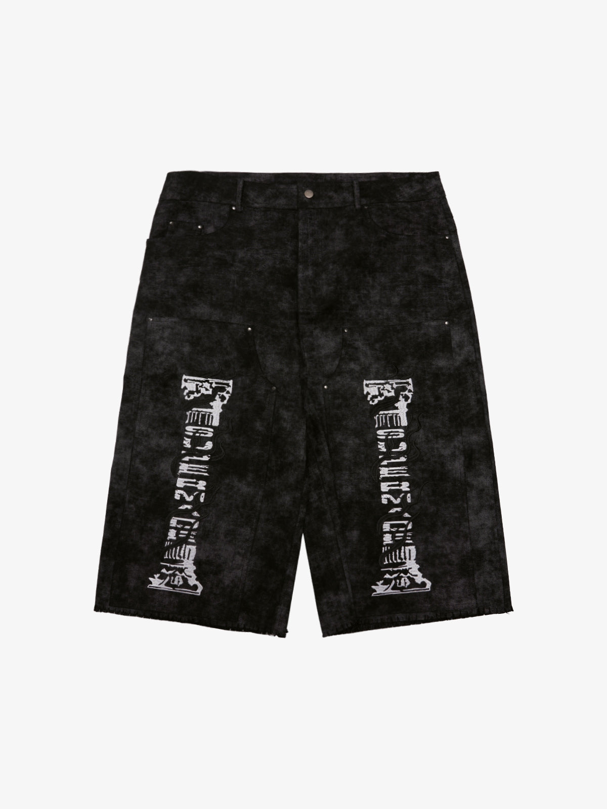 SUPERMADE Roman Column Pattern Embroidered Jeans - Black / S