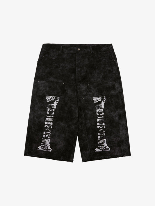 SUPERMADE Roman Column Pattern Embroidered Jeans - Black / S