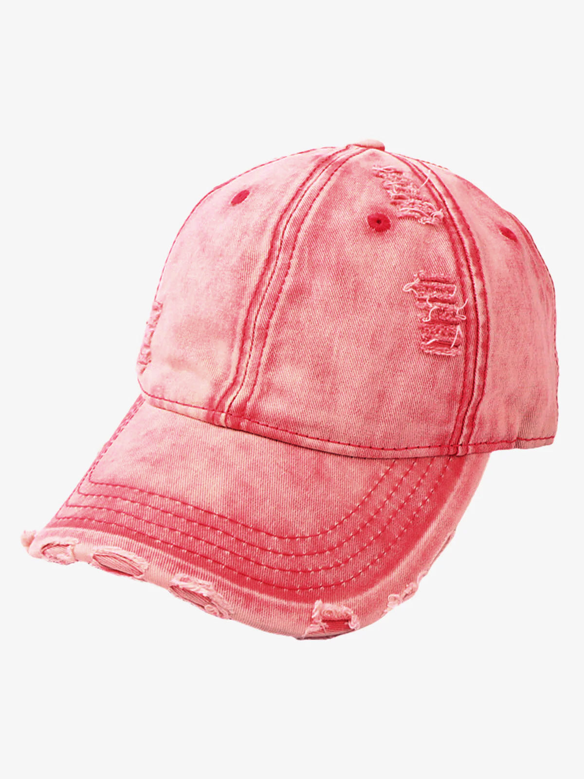 Washed Denim Outdoor Cap - Watermelon Red / adjustable