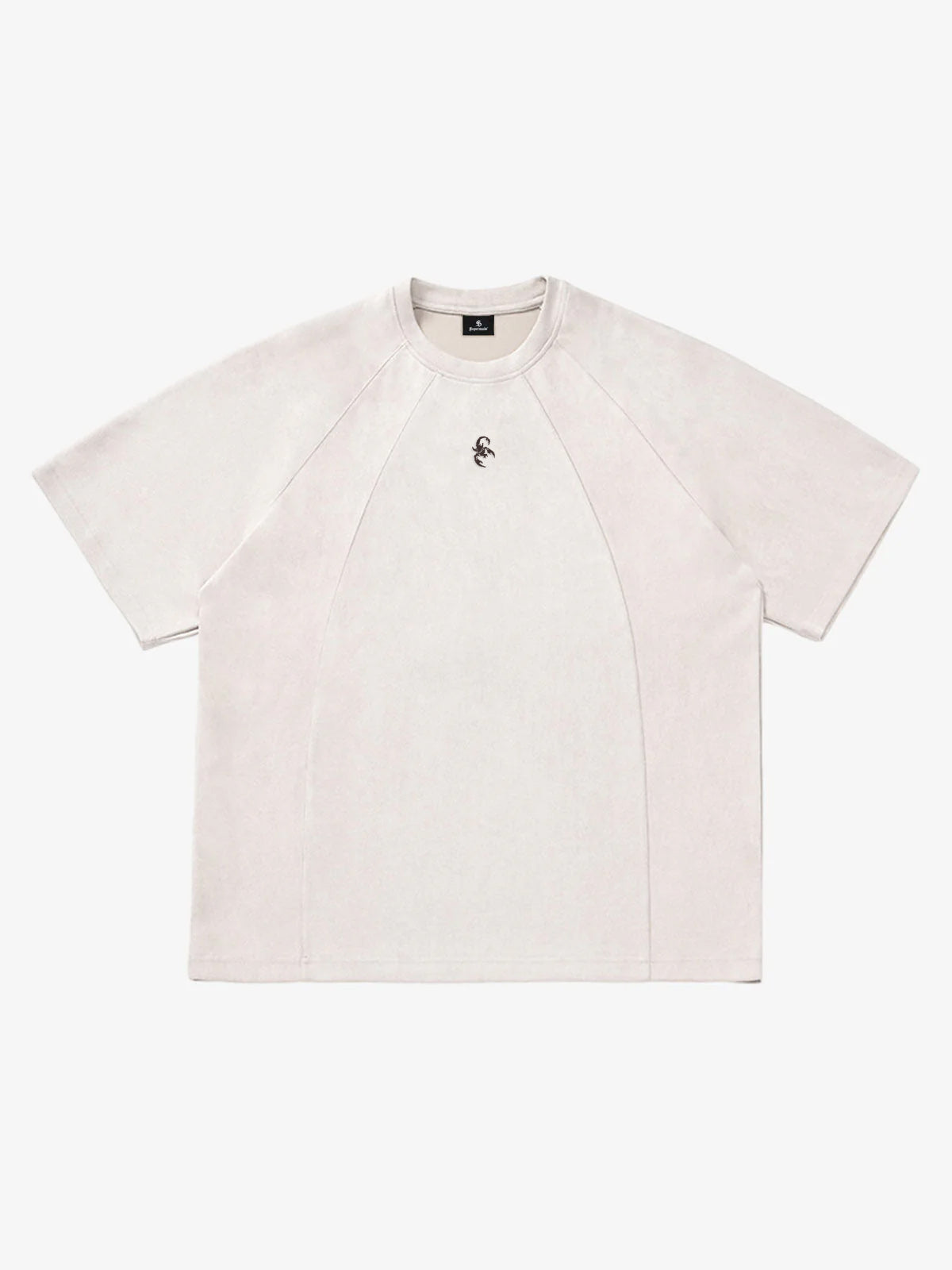 Suede Panel Raglan T-Shirt - Off-White / S
