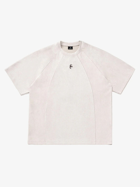 Suede Panel Raglan T-Shirt - Off-White / S