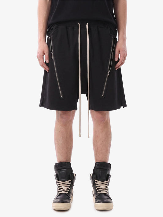 Retro Functional Zipper Slit Jort - Black / M