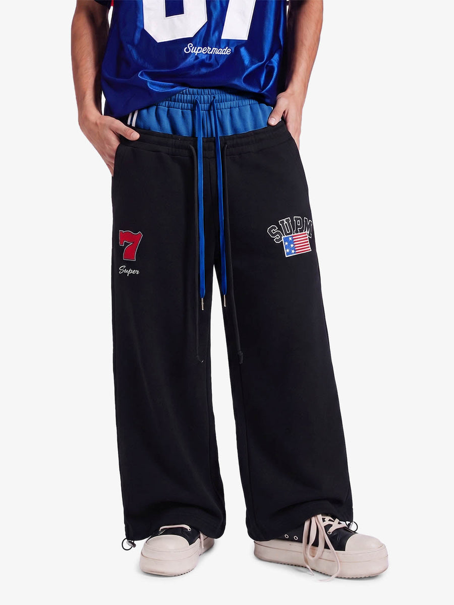Vintage Paratrooper Layered Look Sweatpants - 2556 - Black / S