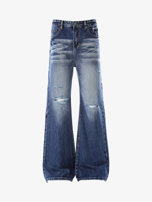 Denim Ripped Washed Distressed Jeans - 2503 - Dark Blue / S