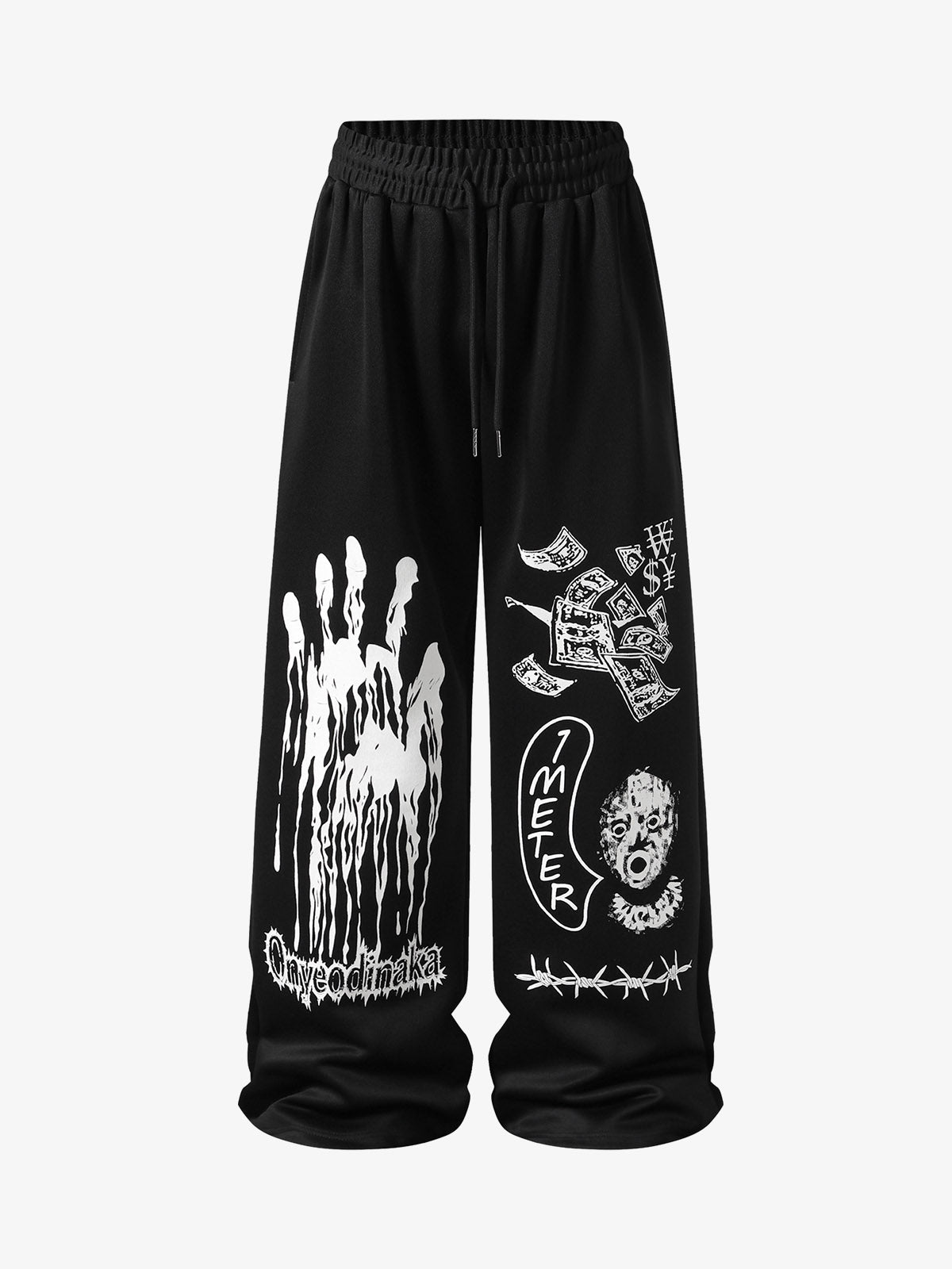 Dark Graphic Print Sweatpants - Black / L