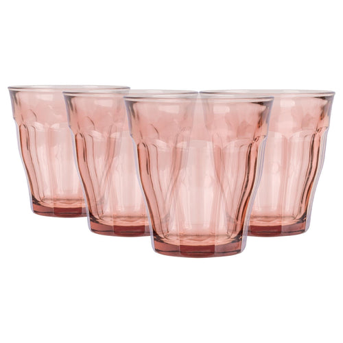 250ml Pink Picardie Glass Tumblers - Pack of Four