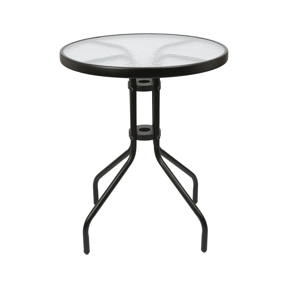 Sussex Round Glass Top Garden Dining Table - 60cm x 70cm - Black