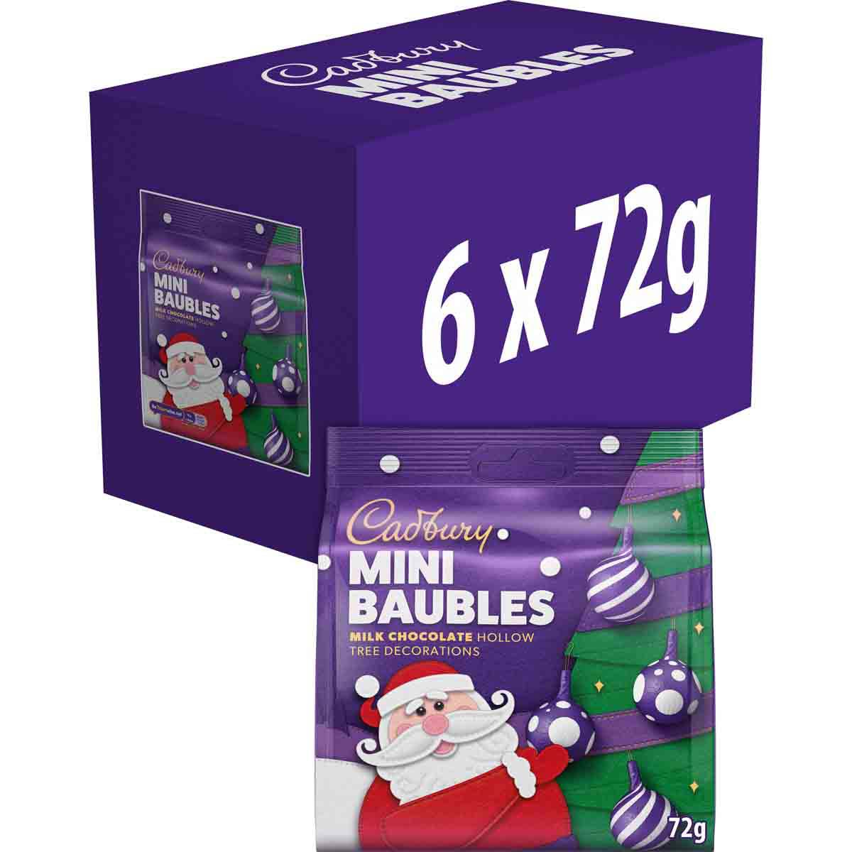 Cadbury Mini Baubles Milk Chocolate Tree Decorations 72g (Box of 6)