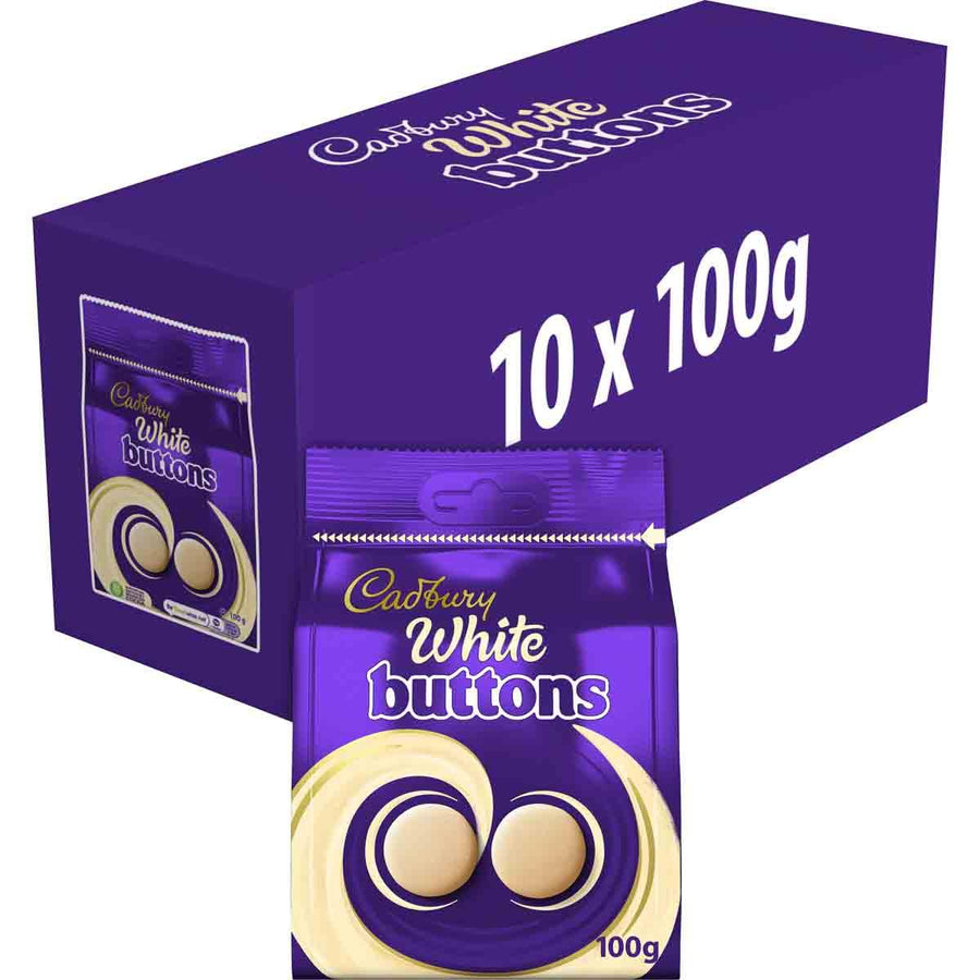 Cadbury White Buttons Bag 100g (Box of 10)