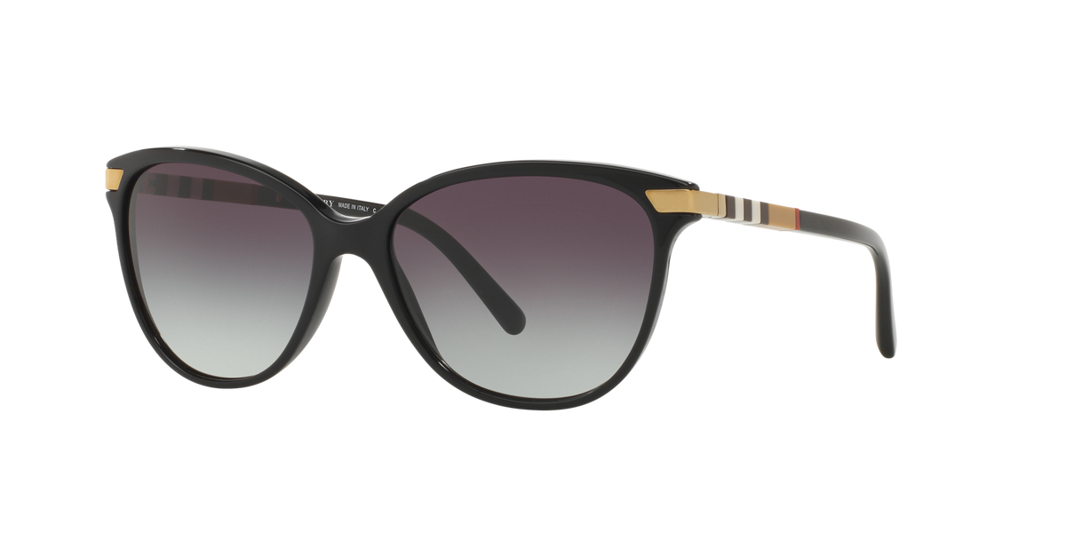 Burberry BE4216 30018G Woman Sunglasses Acetate Black Grey Cat Eye Normal Shaded