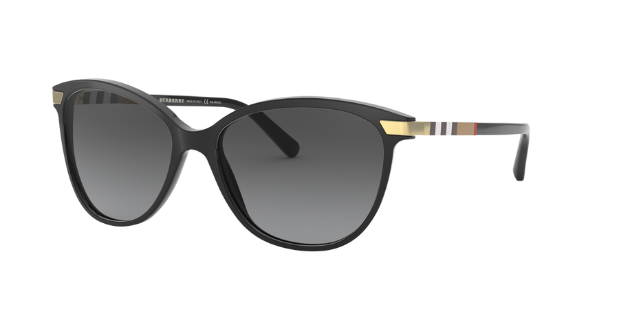 Burberry BE4216 3001T3 Woman Sunglasses Acetate Black Grey Cat Eye Polarized