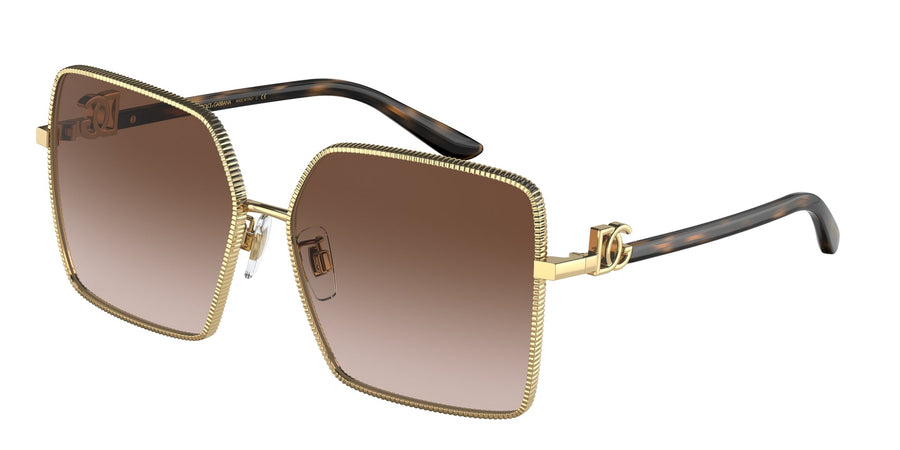 Dolce & Gabbana DG2279 02/13 Woman Sunglasses Metal Gold Brown Squared Normal Shaded