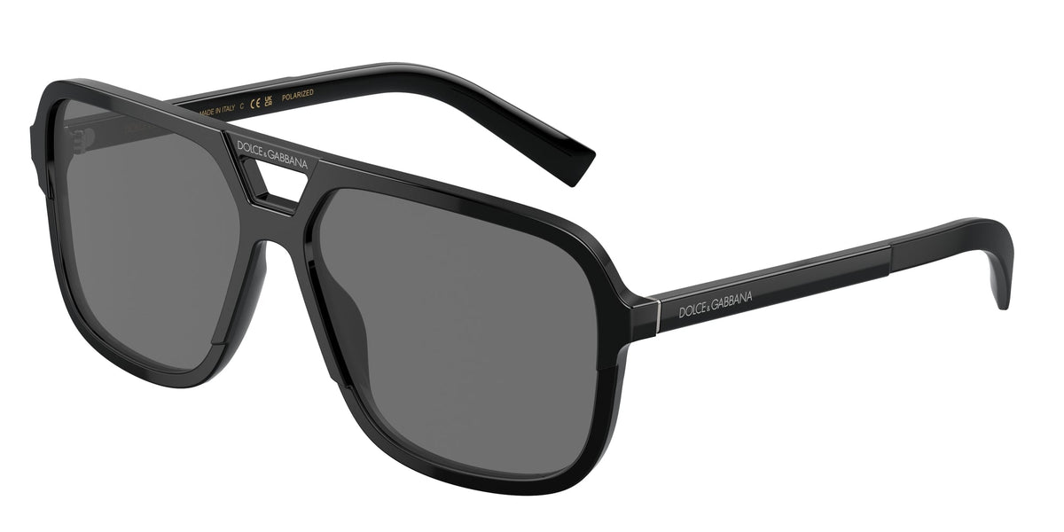 Dolce & Gabbana DG4354 193481 Man Sunglasses Acetate Black Grey Squared Polarized