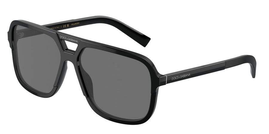 Dolce & Gabbana DG4354 193481 Man Sunglasses Acetate Black Grey Squared Polarized
