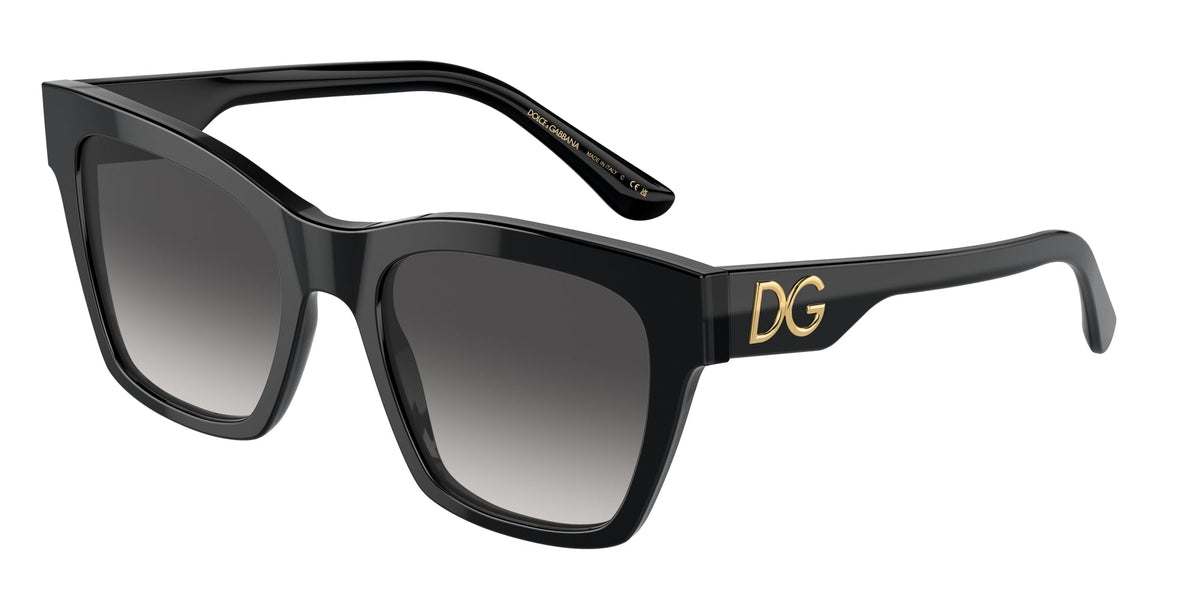 Dolce & Gabbana DG4384 501/8G Woman Sunglasses Acetate Black Grey Squared Normal Shaded