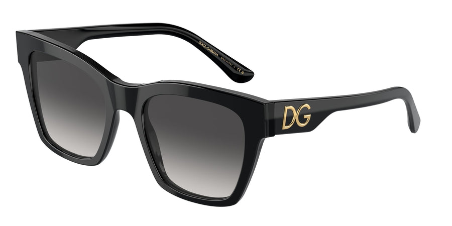 Dolce & Gabbana DG4384 501/8G Woman Sunglasses Acetate Black Grey Squared Normal Shaded