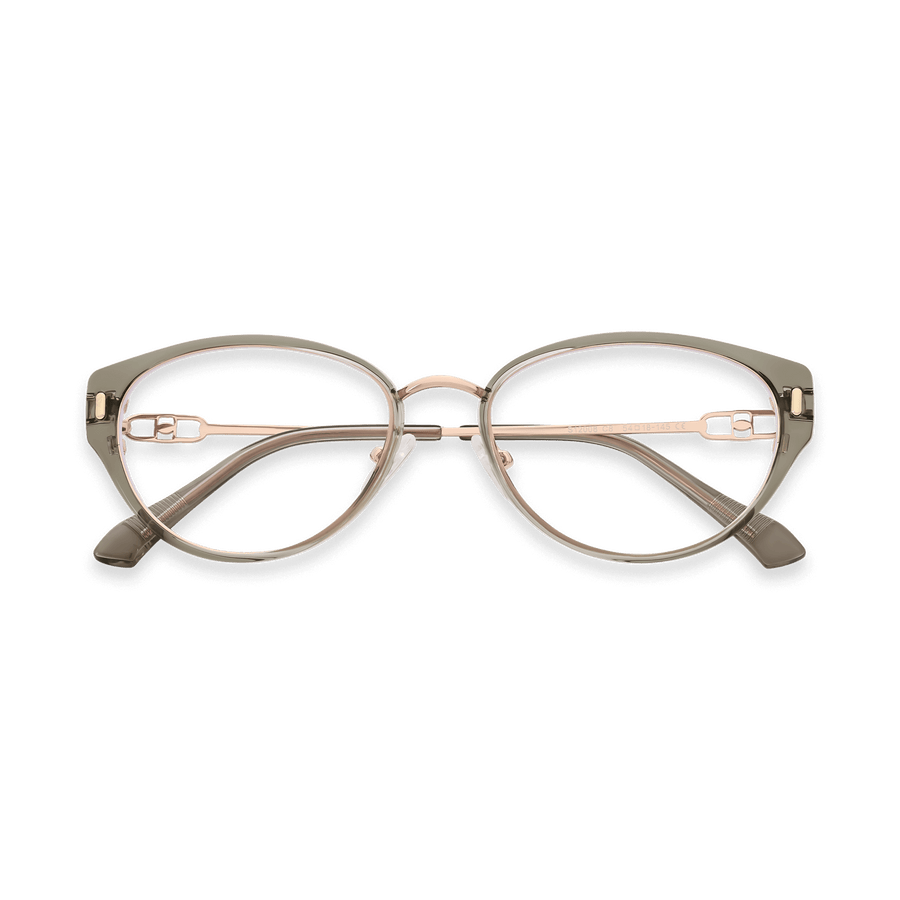 Leilani Transparent Grass Green Rose Gold Cat Eye Glasses | EYDOLOGY