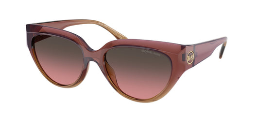 Michael Kors MK2241U BOCA RATON 325611 Woman Sunglasses Injected Pink Brown Cat Eye Normal Shaded