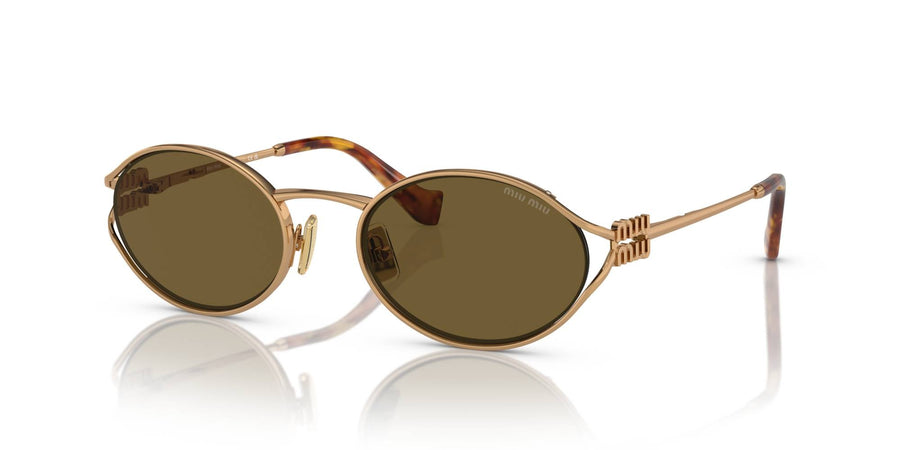 Miu Miu MU 52YS 7OE01T Woman Sunglasses Metal Gold Brown Round Normal