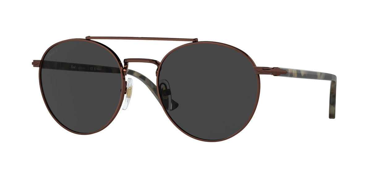 Persol PO1011S 114848 Unisex Sunglasses Metal Brown Black Pillow Polarized