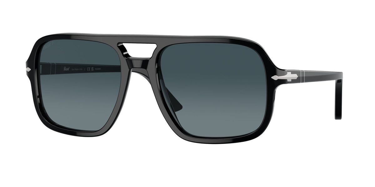 Persol PO3328S 95/S3 Man Sunglasses Acetate Black Blue Pilot Polarized Shaded