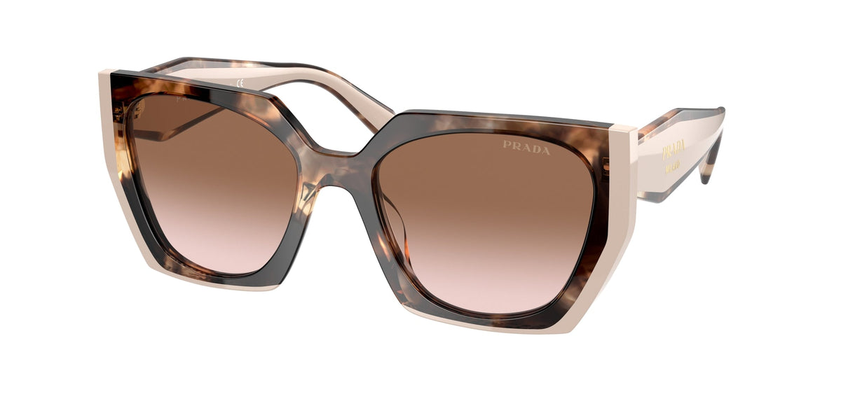 Prada PR 15WS 01R0A6 Woman Sunglasses Acetate Turtle Brown Squared Normal Shaded