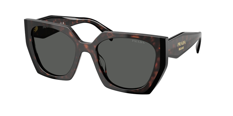 Prada PR 15WS 24B40L Woman Sunglasses Acetate Havana Grey Squared Normal