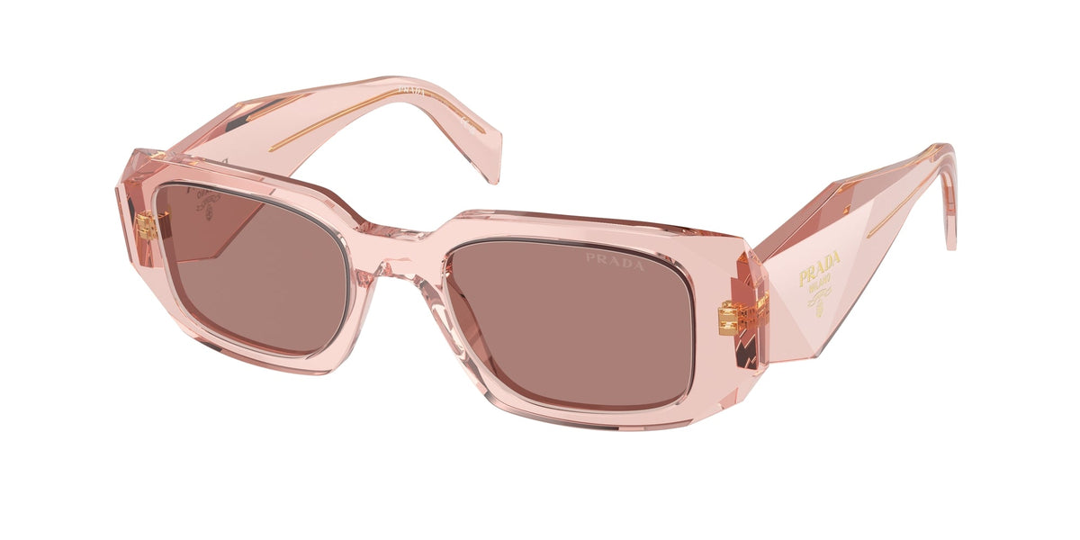 Prada PR 17WS 19Q10D Woman Sunglasses Acetate Pink Brown Squared Normal