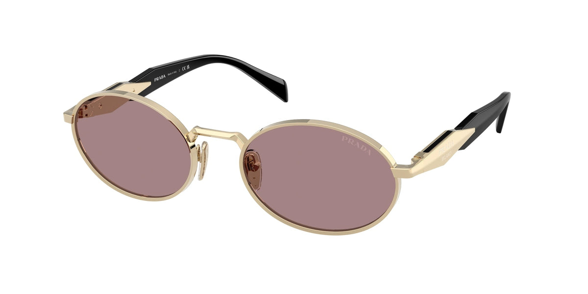 Prada PR 65ZS ZVN20I Woman Sunglasses Metal Gold Brown Round Normal